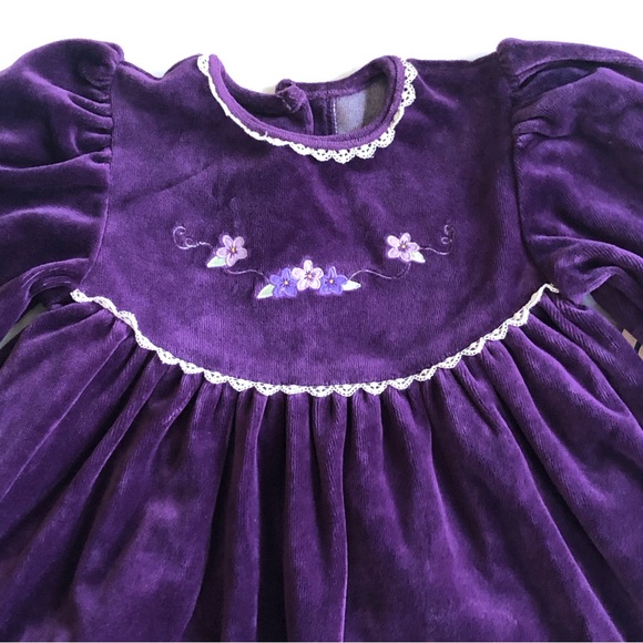 NWT Rebecca Raggs Original Royal Purple Velvet Lace Embroidered Dress Size 3T - Picture 2 of 13